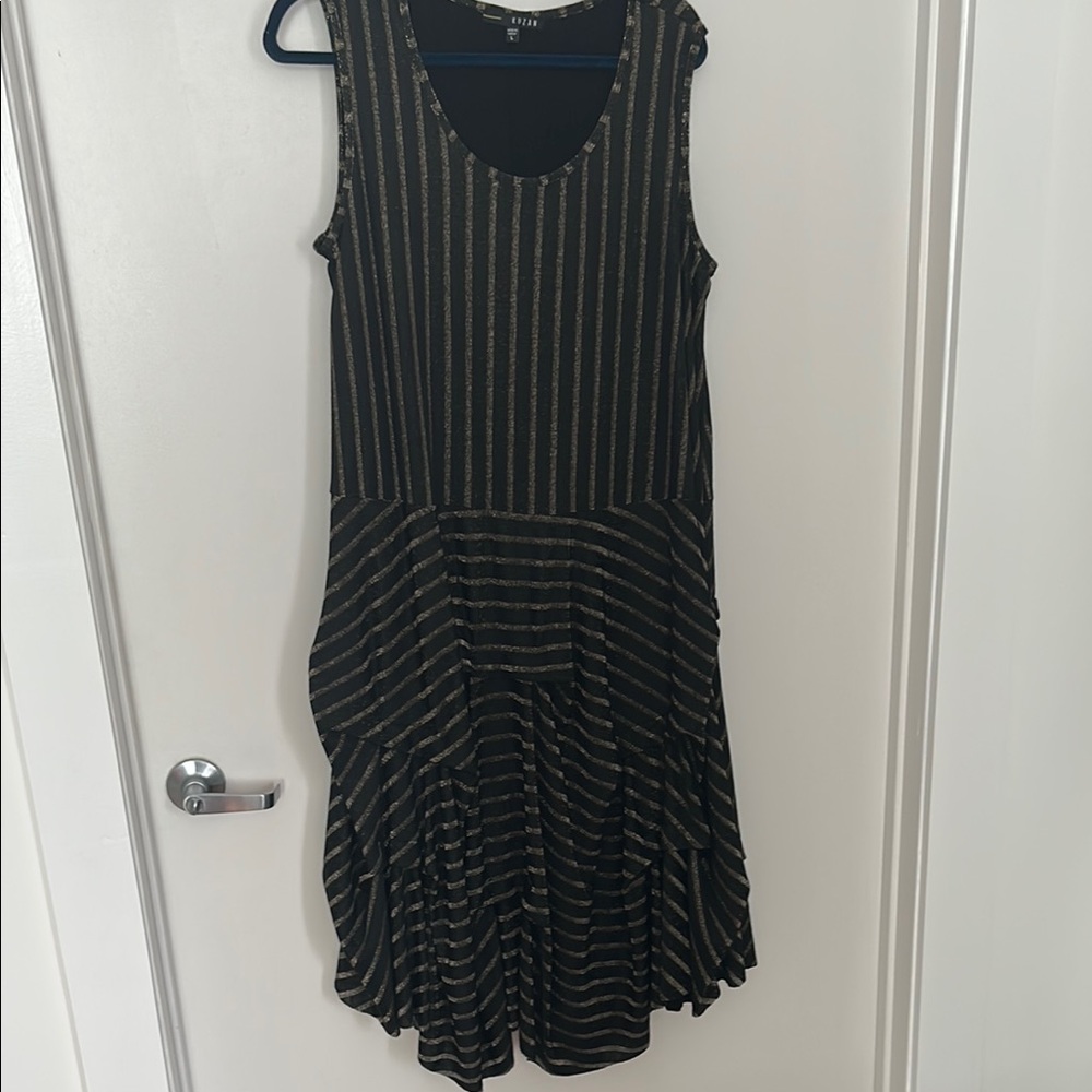Elegant Black and Gold Striped Dress